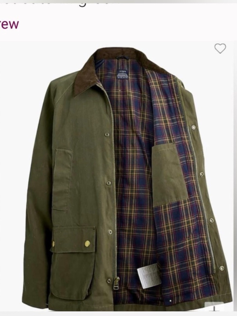 Brand New J. Crew Men’s Waxed Cotton Chore Jacket